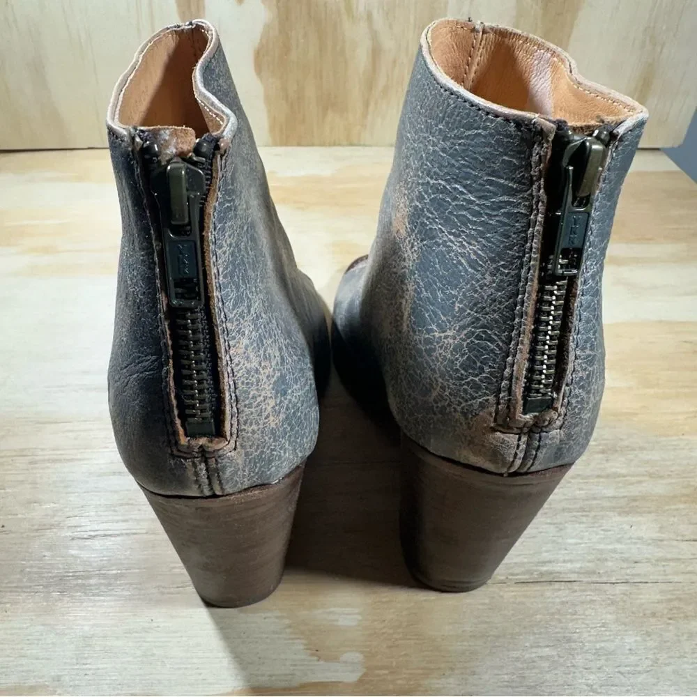 Bed Stu Onset Peep Toe Distressed Gray Ankle Booties Women’s Size 7